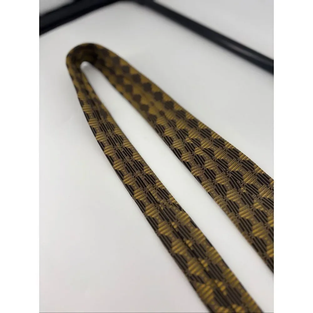 Robert Talbott Best of Class Silk Tie Gold Black Geometric USA